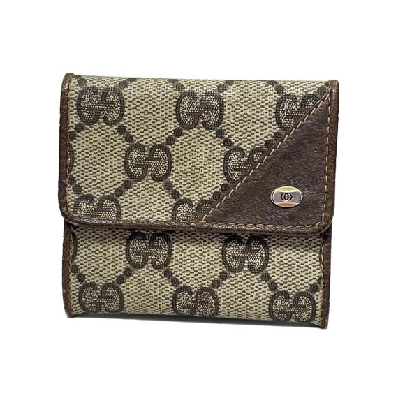 Gucci Handbags - GUCCI Accessory GG Supreme Beige Dark Brown PVC Wallet bran172-101725